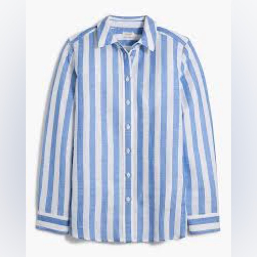 J. Crew Striped Linen Blend Button Up Women’s Large